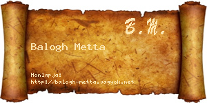 Balogh Metta névjegykártya